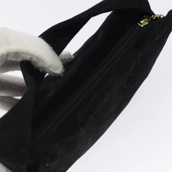 CELINE C Macadam Canvas Hand Bag Suede Black Gold Auth sw301 - Picture 7 of 15